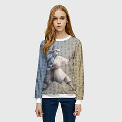 Свитшот женский Karate cat, цвет: 3D-белый — фото 2