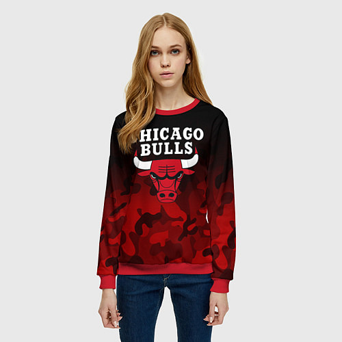 Женский свитшот CHICAGO BULLS / 3D-Красный – фото 3