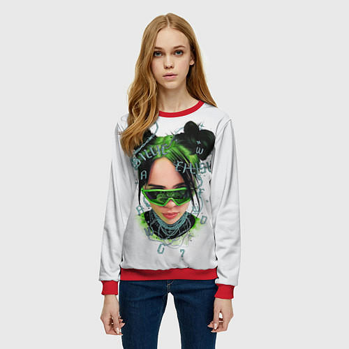 Женский свитшот BILLIE EILISH / 3D-Красный – фото 3