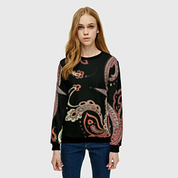 Свитшот женский Расписной узор, цвет: 3D-черный — фото 2