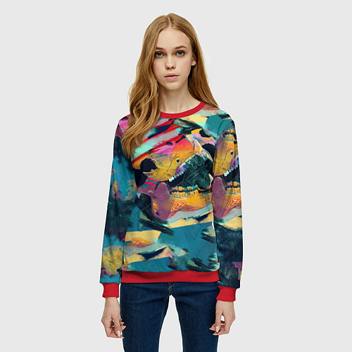 Женский свитшот Абстрактный рисунок / 3D-Красный – фото 3