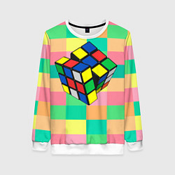 Свитшот женский Кубик Рубика, цвет: 3D-белый