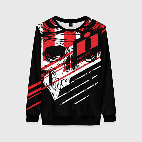 Женский свитшот Череп Icon красный / 3D-Черный – фото 1