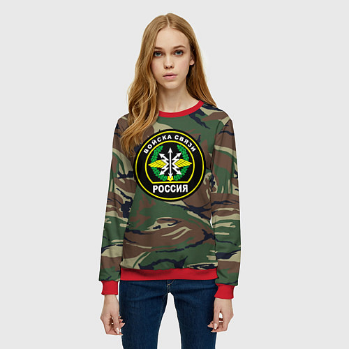 Женский свитшот Войска связи / 3D-Красный – фото 3