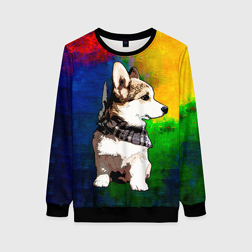 Женский свитшот Корги / 3D-Черный – фото 1