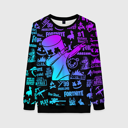 Женский свитшот FORTNITE X MARSHMELLO / 3D-Черный – фото 1