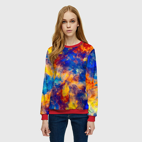 Женский свитшот Огненно-синий полутон / 3D-Красный – фото 3