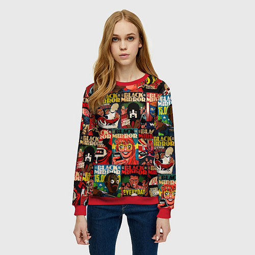 Женский свитшот ЧЕРНОЕ ЗЕРКАЛО / 3D-Красный – фото 3