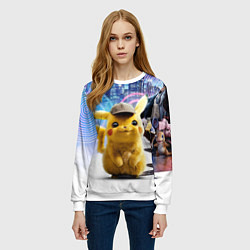 Свитшот женский Детектив Пикачу, цвет: 3D-белый — фото 2