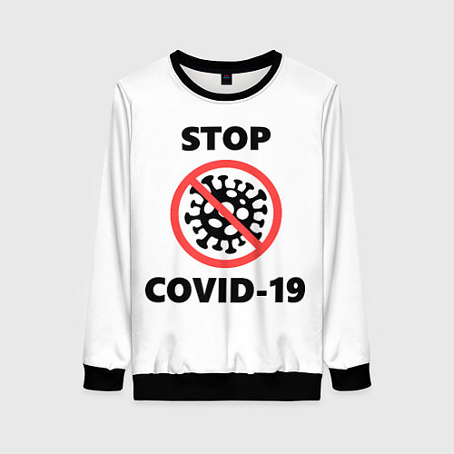 Женский свитшот STOP COVID-19 / 3D-Черный – фото 1