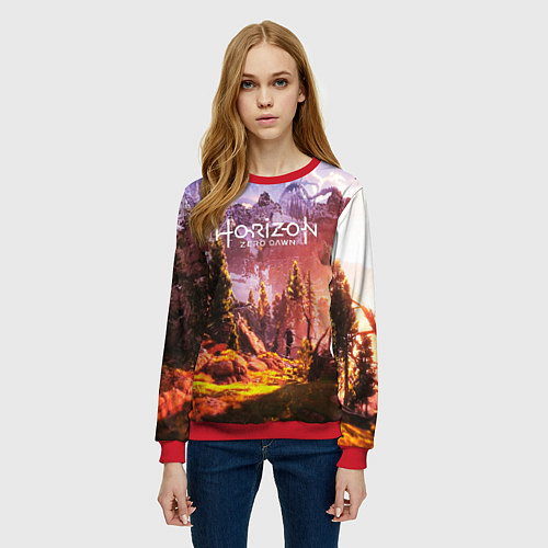 Женский свитшот Horizon Zero Dawn / 3D-Красный – фото 3