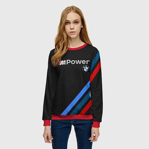 Женский свитшот BMW POWER CARBON / 3D-Красный – фото 3