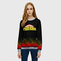 Свитшот женский MY HERO ACADEMIA logo on FIRE, цвет: 3D-меланж — фото 2