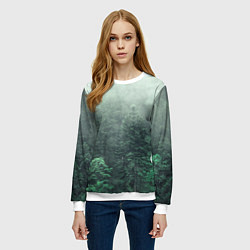 Свитшот женский Туманный лес, цвет: 3D-белый — фото 2