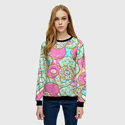 Свитшот женский Пончики, цвет: 3D-черный — фото 2