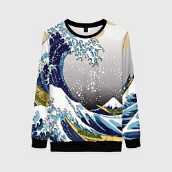 Свитшот женский The great wave off kanagawa, цвет: 3D-черный