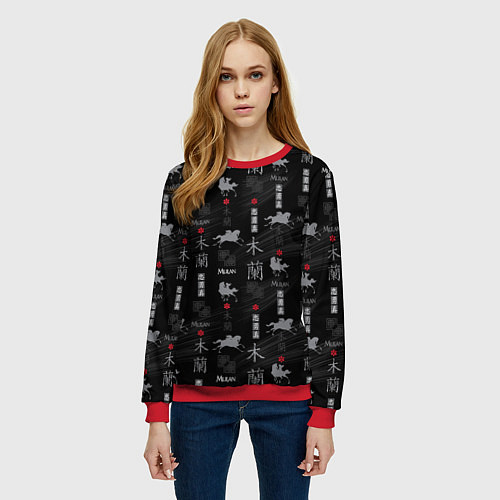 Женский свитшот Mulan Black Pattern / 3D-Красный – фото 3