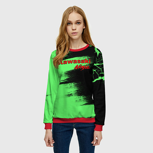 Женский свитшот Kawasaki / 3D-Красный – фото 3