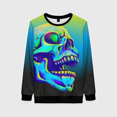 Женский свитшот Neon skull / 3D-Черный – фото 1