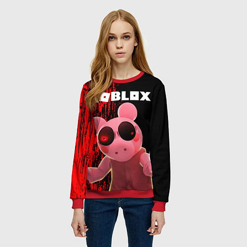 Женский свитшот Roblox Piggy / 3D-Красный – фото 3