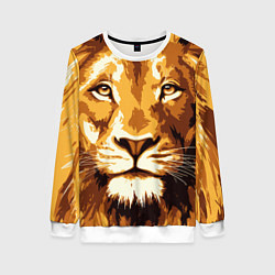 Свитшот женский Взгляд льва, цвет: 3D-белый
