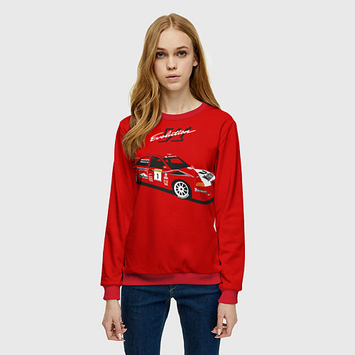 Женский свитшот Mitsubishi Lancer Evolution VI / 3D-Красный – фото 3
