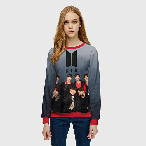Женский свитшот BTS Forest / 3D-Красный – фото 3
