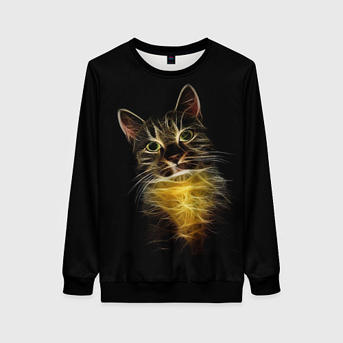 Женский свитшот Дымчато-световой кот / 3D-Черный – фото 1