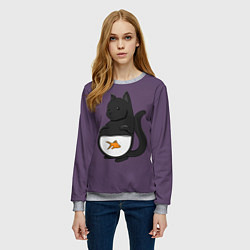 Свитшот женский Довольный кот, цвет: 3D-меланж — фото 2