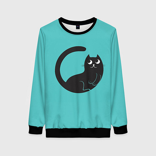 Женский свитшот Чёрный котя / 3D-Черный – фото 1
