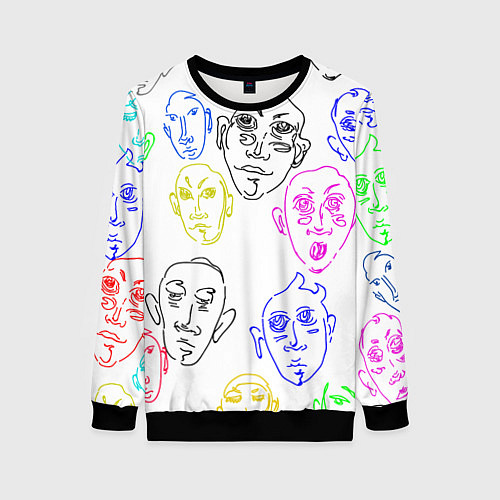Женский свитшот Цветные лица / 3D-Черный – фото 1