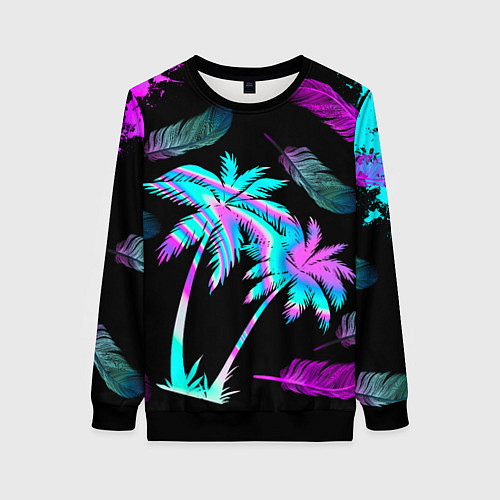 Женский свитшот Неоновое лето / 3D-Черный – фото 1