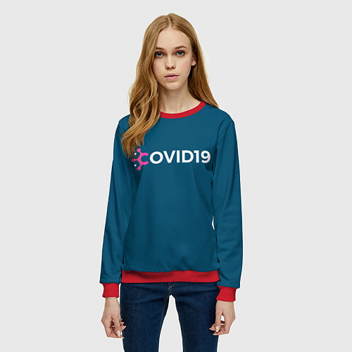 Женский свитшот COVID 2019 / 3D-Красный – фото 3