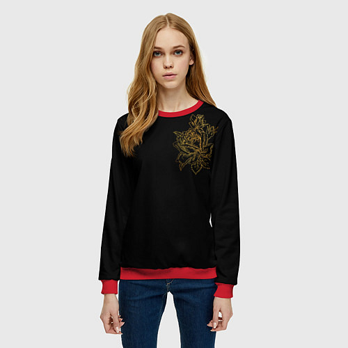 Женский свитшот Золотая роза / 3D-Красный – фото 3