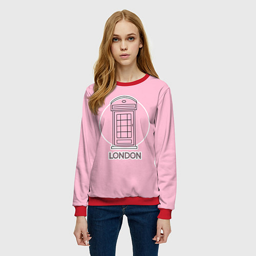 Женский свитшот Телефонная будка, London / 3D-Красный – фото 3