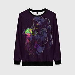 Свитшот женский Медуза и космонавт, цвет: 3D-черный