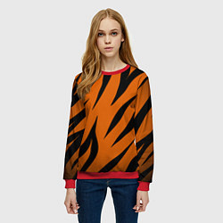 Свитшот женский Текстура тигра, цвет: 3D-красный — фото 2