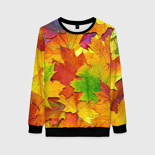 Женский свитшот Осенние листья / 3D-Черный – фото 1