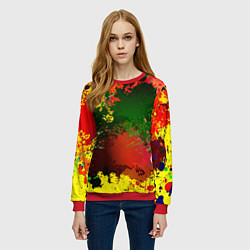 Свитшот женский Взрыв красок, цвет: 3D-красный — фото 2