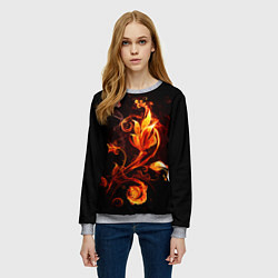 Свитшот женский Огненный цветок, цвет: 3D-меланж — фото 2