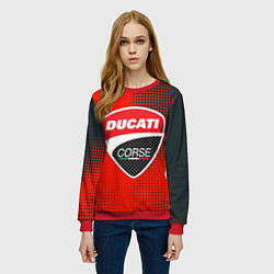 Свитшот женский Ducati Corse logo, цвет: 3D-красный — фото 2