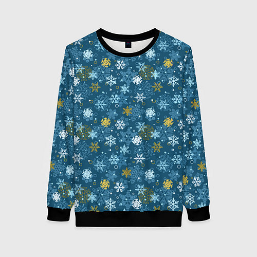 Женский свитшот Снежинки / 3D-Черный – фото 1