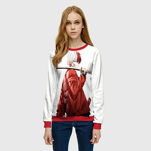 Женский свитшот Шото Тодороки / 3D-Красный – фото 3