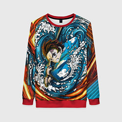Свитшот женский Танджиро Камадо Клинок демонов, цвет: 3D-красный