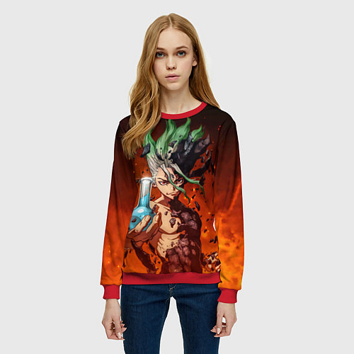 Женский свитшот Доктор Стоун / 3D-Красный – фото 3