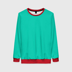 Свитшот женский Бискайский зеленый без рисунка, цвет: 3D-красный