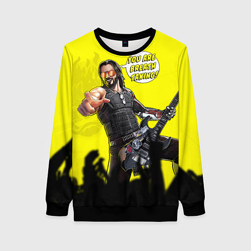 Женский свитшот Cyberpunk 2077 Breathtaking / 3D-Черный – фото 1