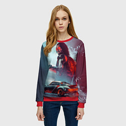 Свитшот женский Cyberpunk 2077 Джонни и Порш, цвет: 3D-красный — фото 2