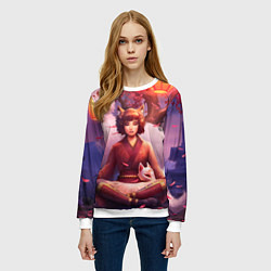 Свитшот женский Девушка-лиса, цвет: 3D-белый — фото 2