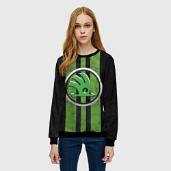 Свитшот женский Skoda Green Logo Z, цвет: 3D-черный — фото 2